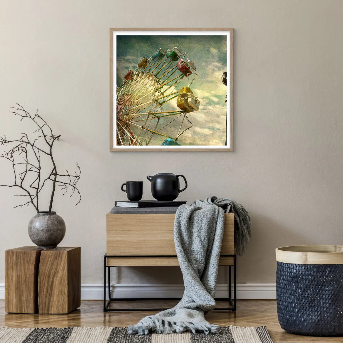 Poster in light oak frame - There Will Be Fun… - 60x60 cm