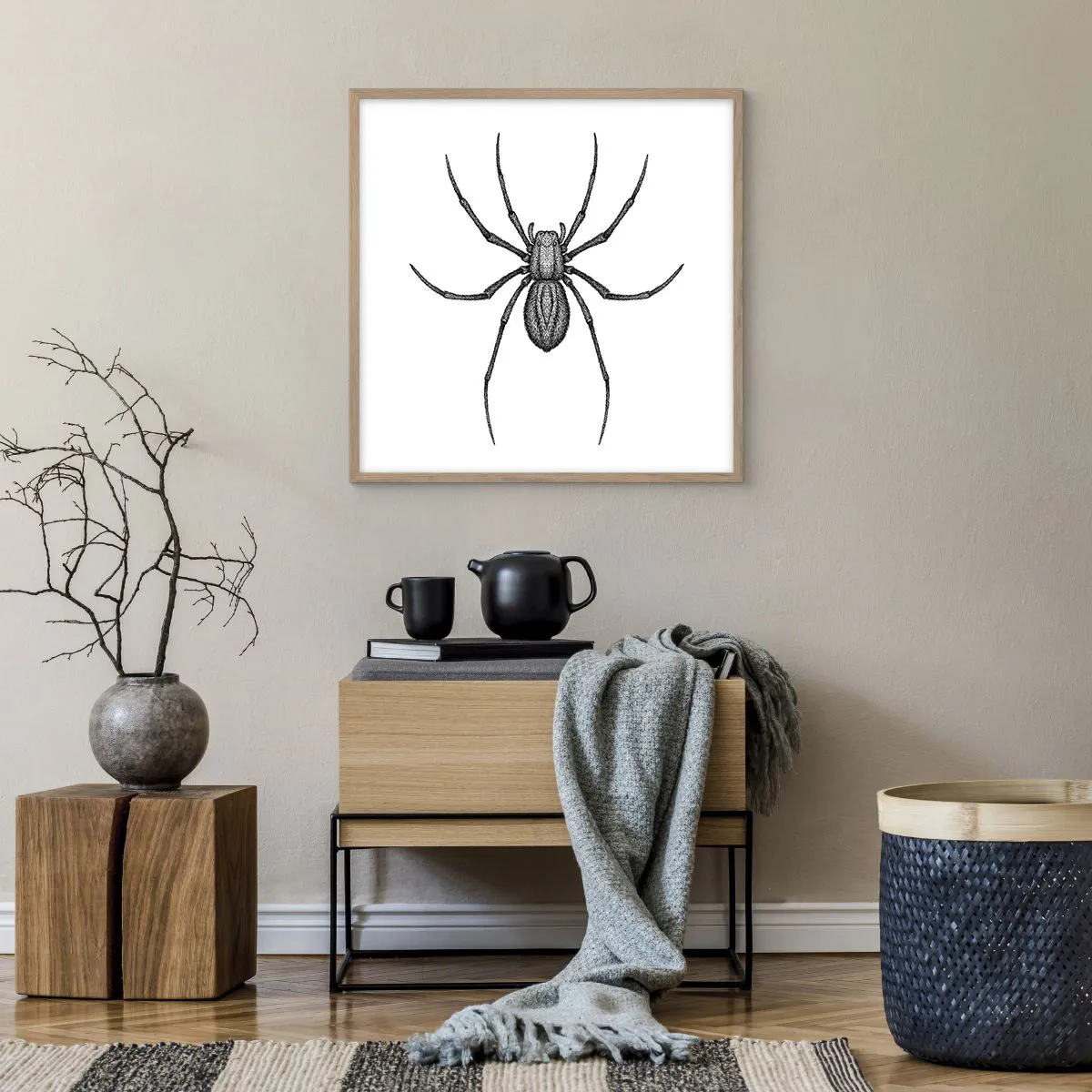 Een poster in een licht eiken lijst - Verontrustende precisie - 60x60 cm