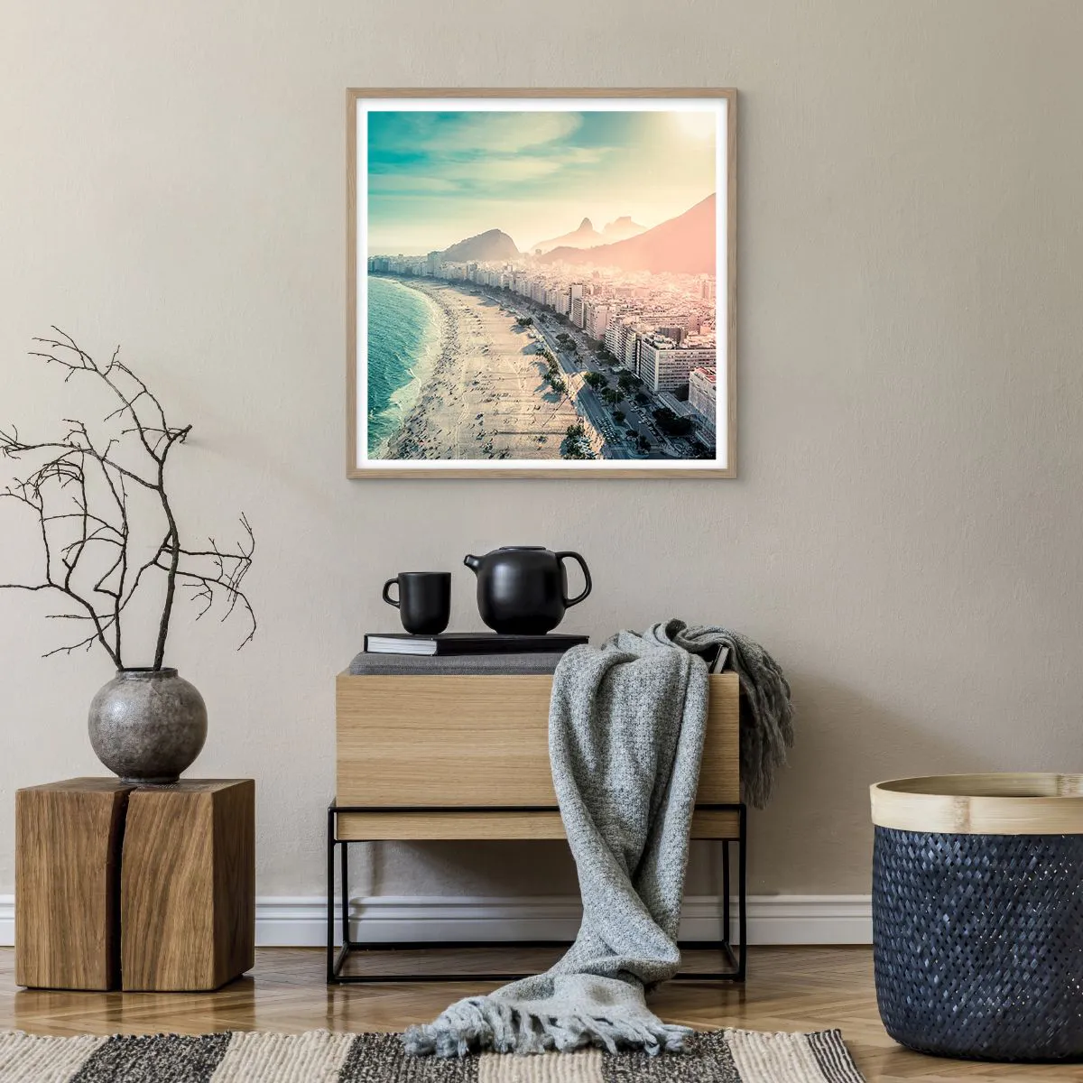 Affisch i ram av ljusek - Evig semester i Rio - 60x60 cm