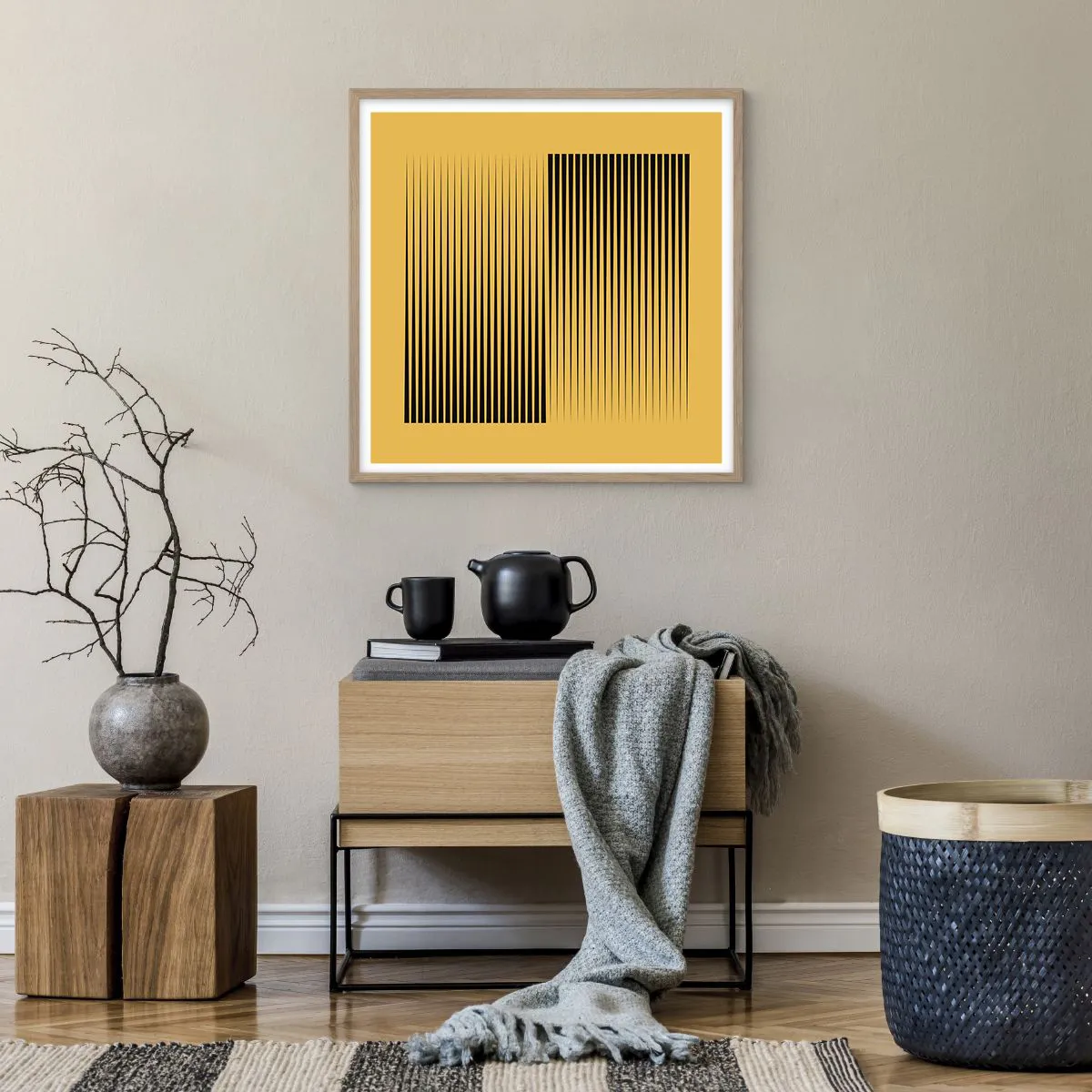 Plakát v rámu světlý dub - Čtverec protikladů - 60x60 cm