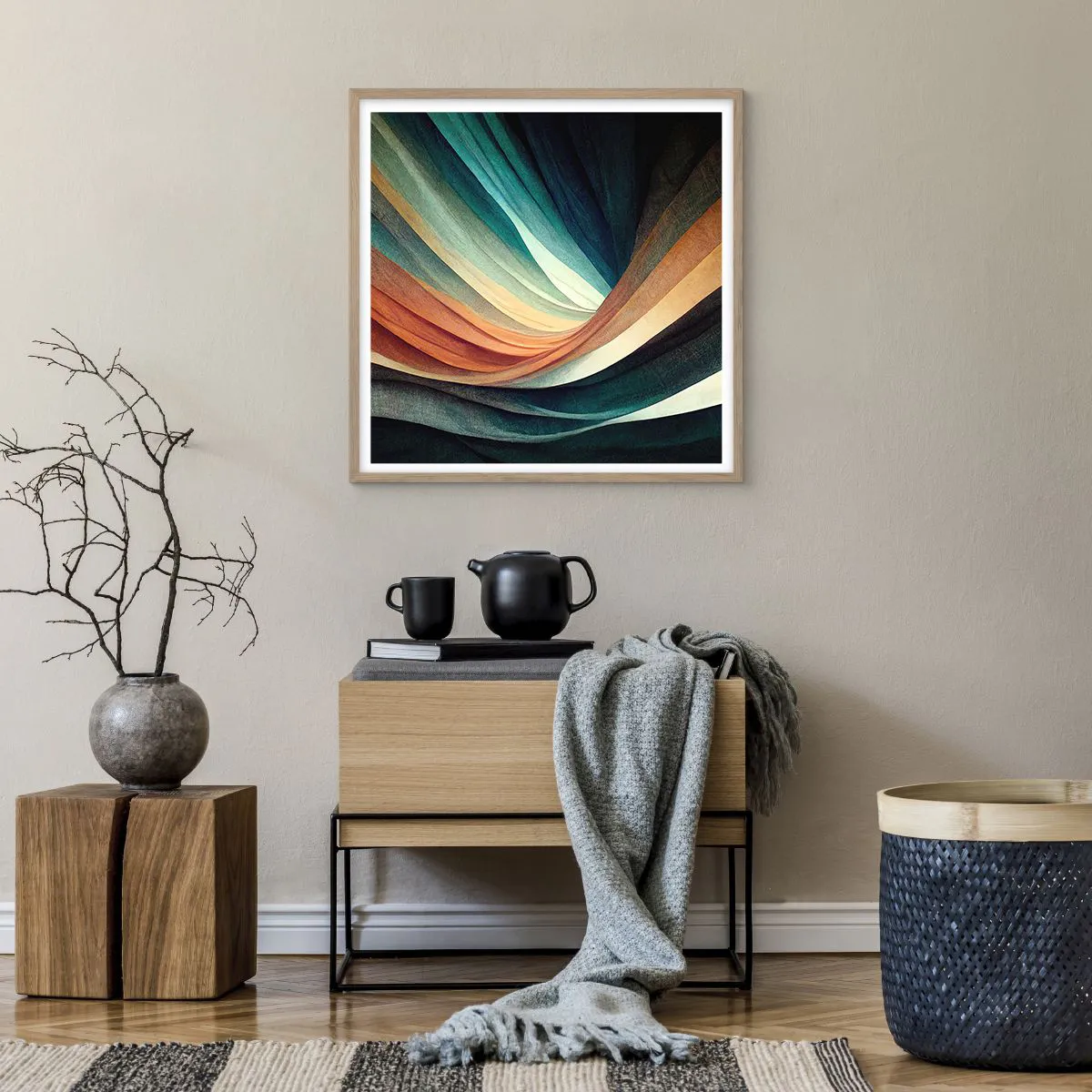 Plakát v rámu světlý dub - Utkané z barev - 60x60 cm