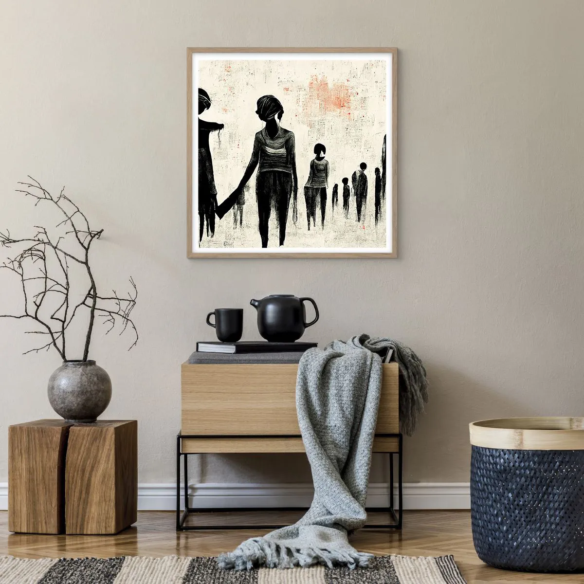 Affiche dans un chêne clair - Poster - Contre la solitude - 60x60 cm