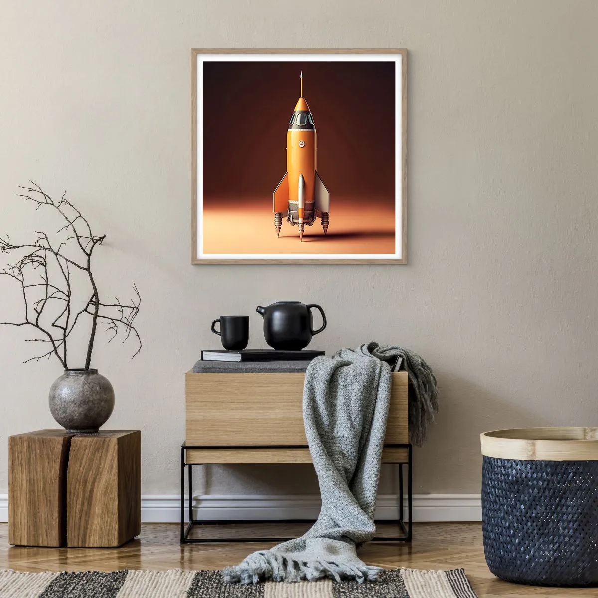 Affiche dans un chêne clair - Poster - Ça commence par un rêve - 60x60 cm