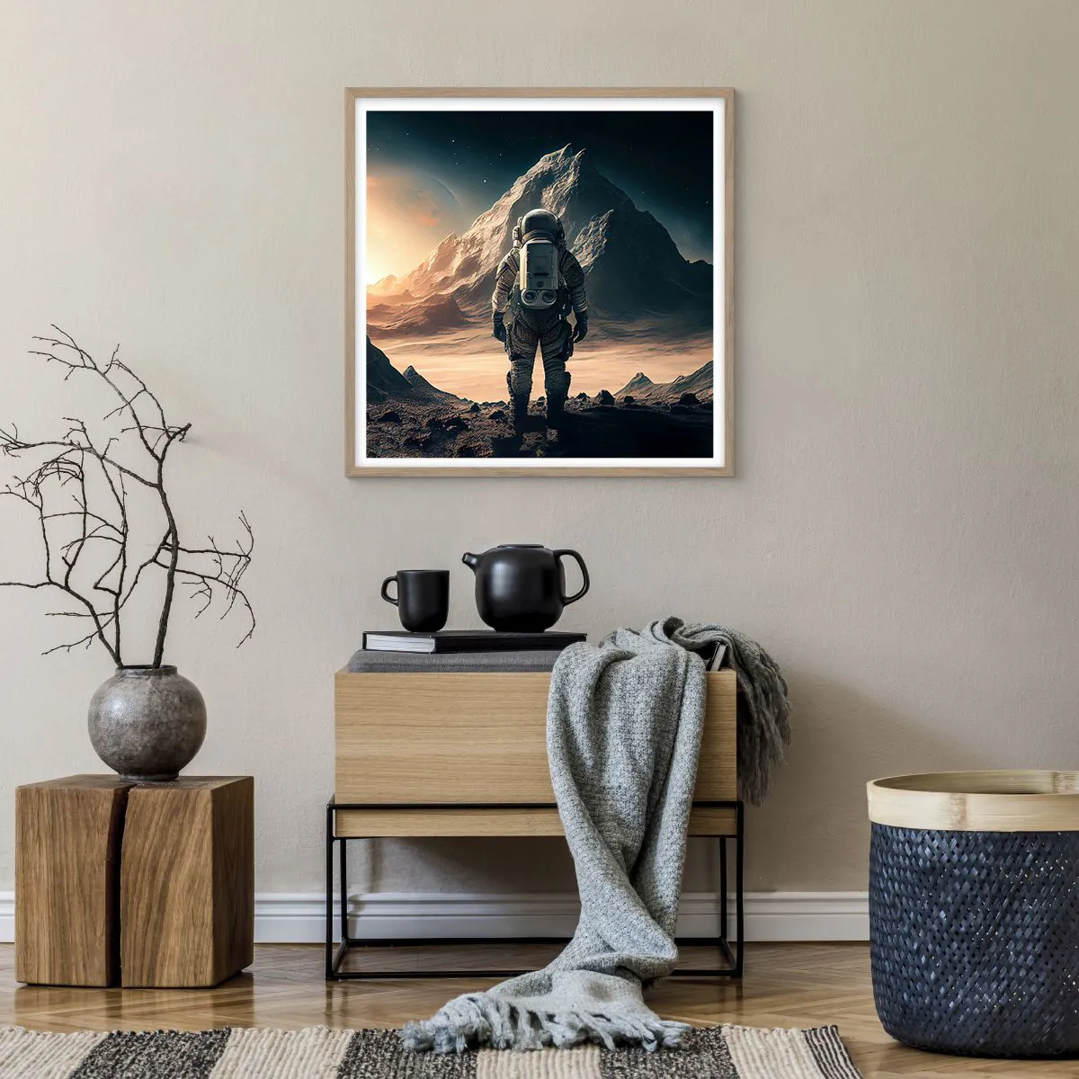 Poster in light oak frame - New Challenge - 60x60 cm