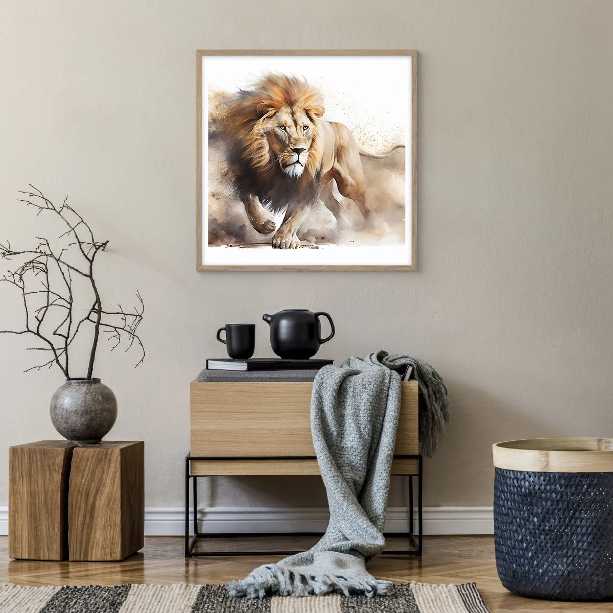 Poszter világos tölgy keretben - A király elindult - 60x60 cm