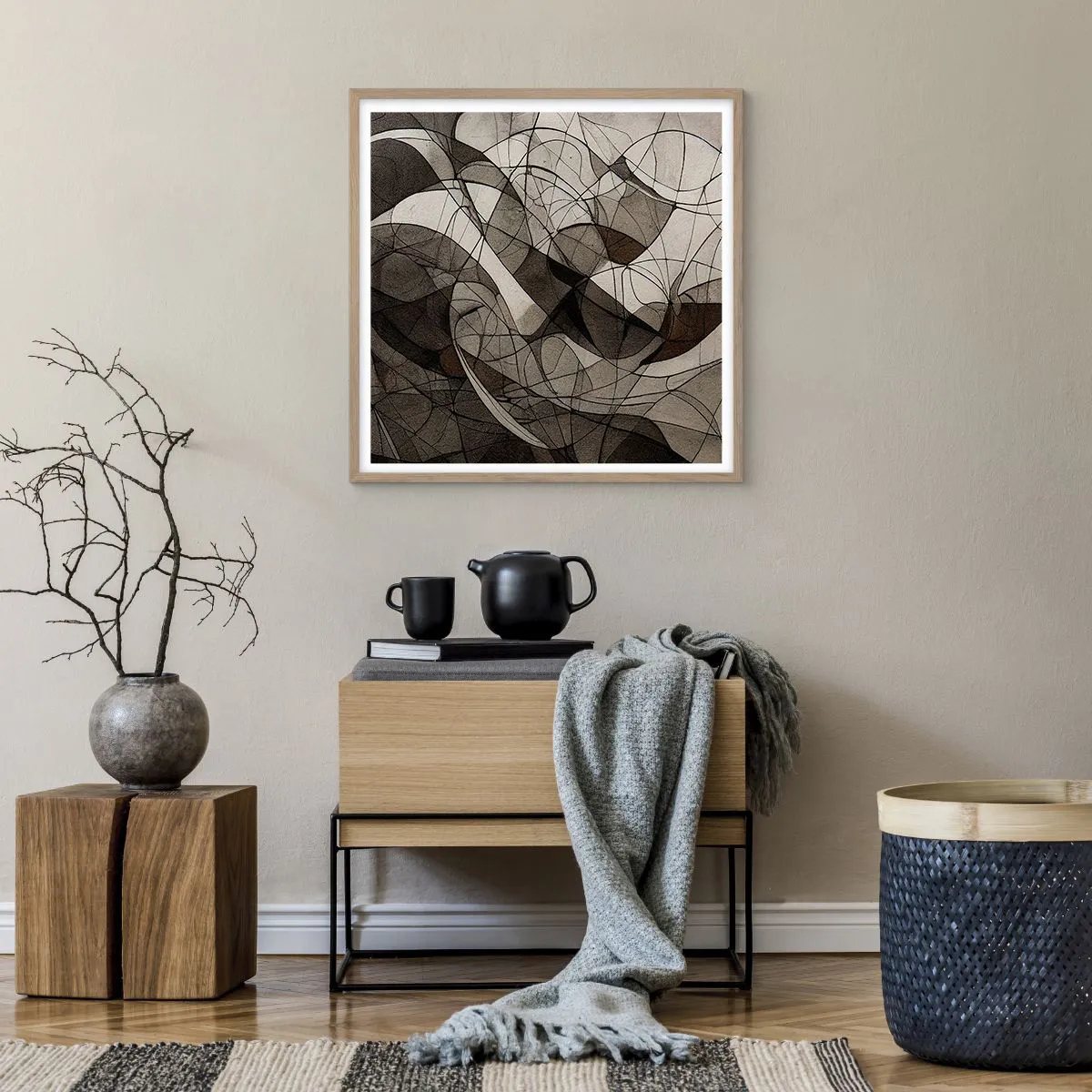 Plagát v ráme zo svetlého duba - Obeh farieb Zeme - 60x60 cm