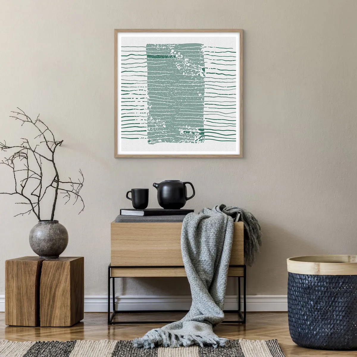 Plakat w ramie jasny dąb - Abstrakcja morska - 60x60 cm