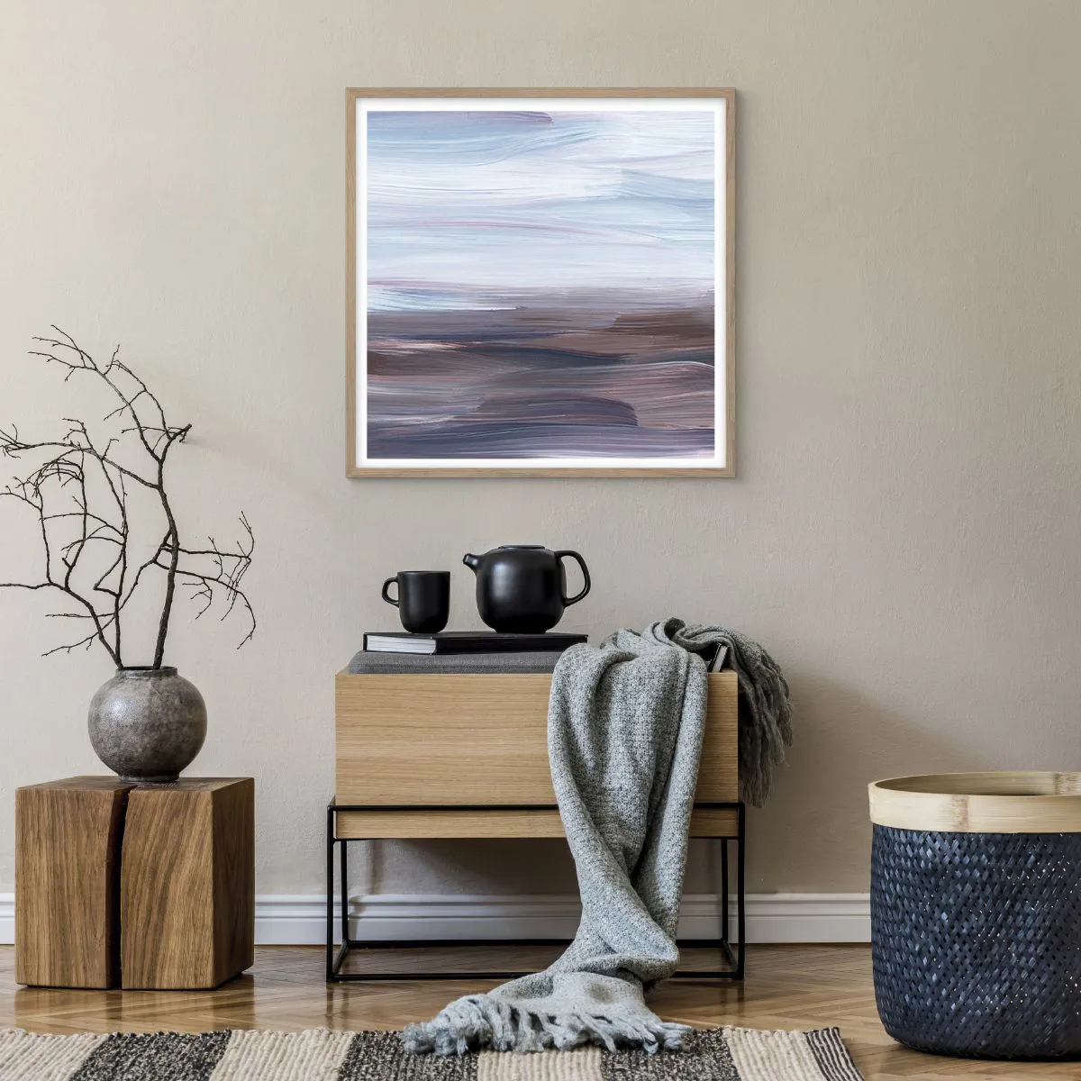 Poster in einem Rahmen aus heller Eiche - Elemente: Wasser - 60x60 cm