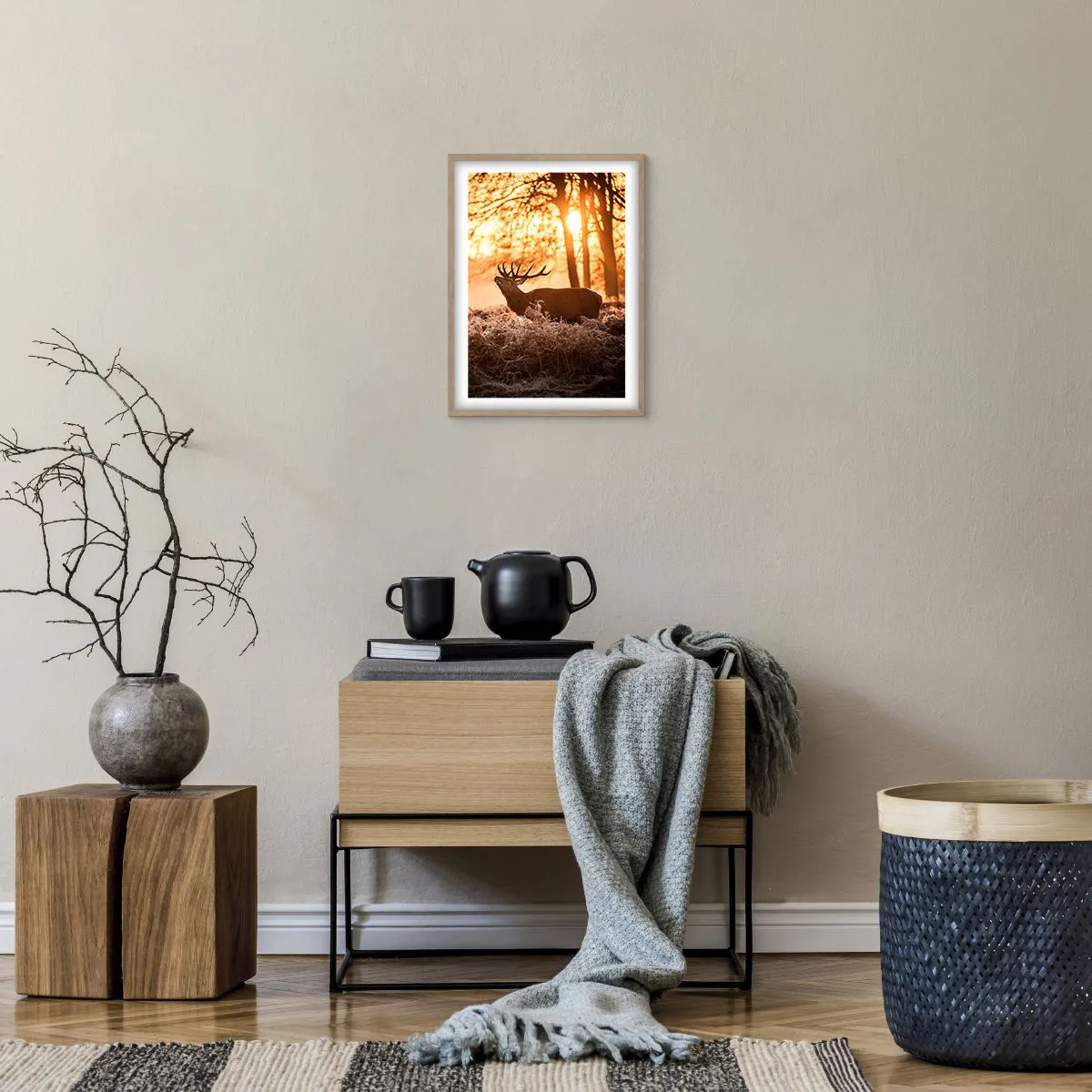Poster in einem Rahmen aus heller Eiche - Der Traum eines Jägers - 30x40 cm