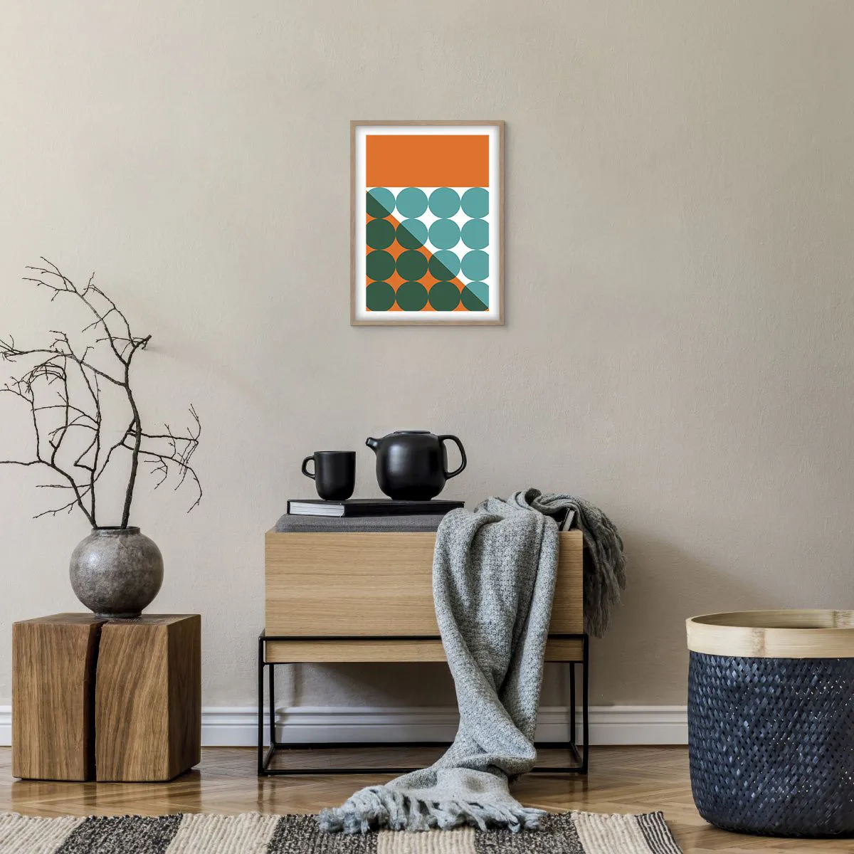 Plakat i ramme af lyst egetræ - Op og over - 30x40 cm