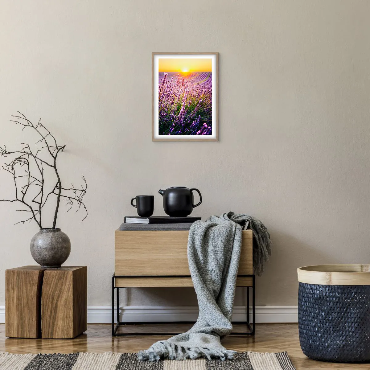 Plakat i ramme af lyst egetræ - Duftende plet - 30x40 cm