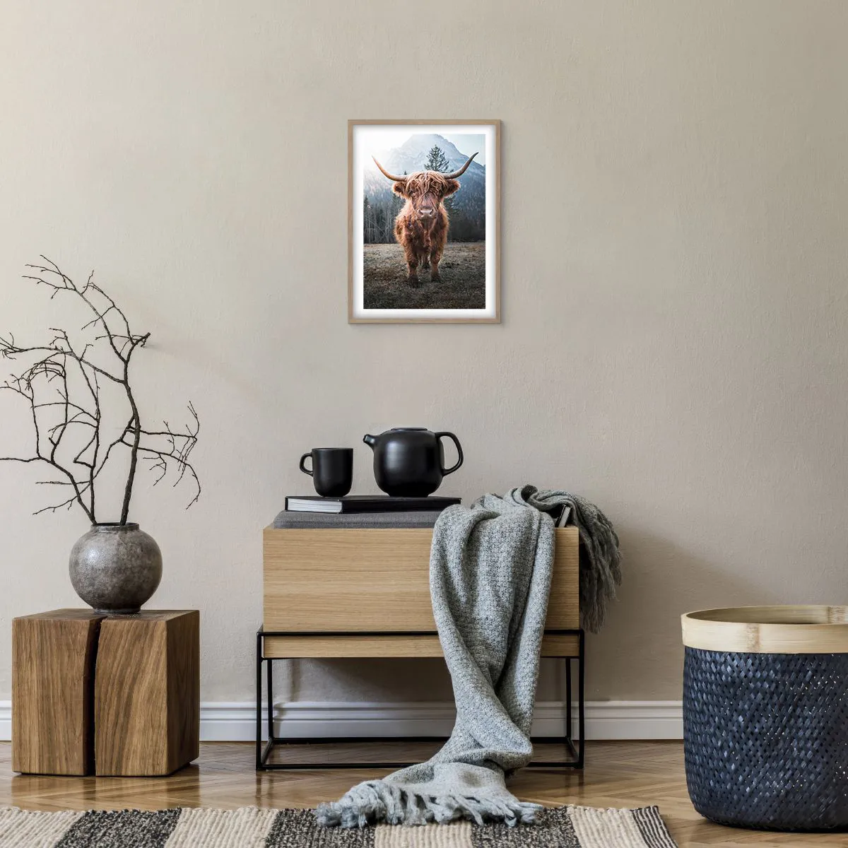 Poster in light oak frame - Greeting from Mountain Meadow - 30x40 cm