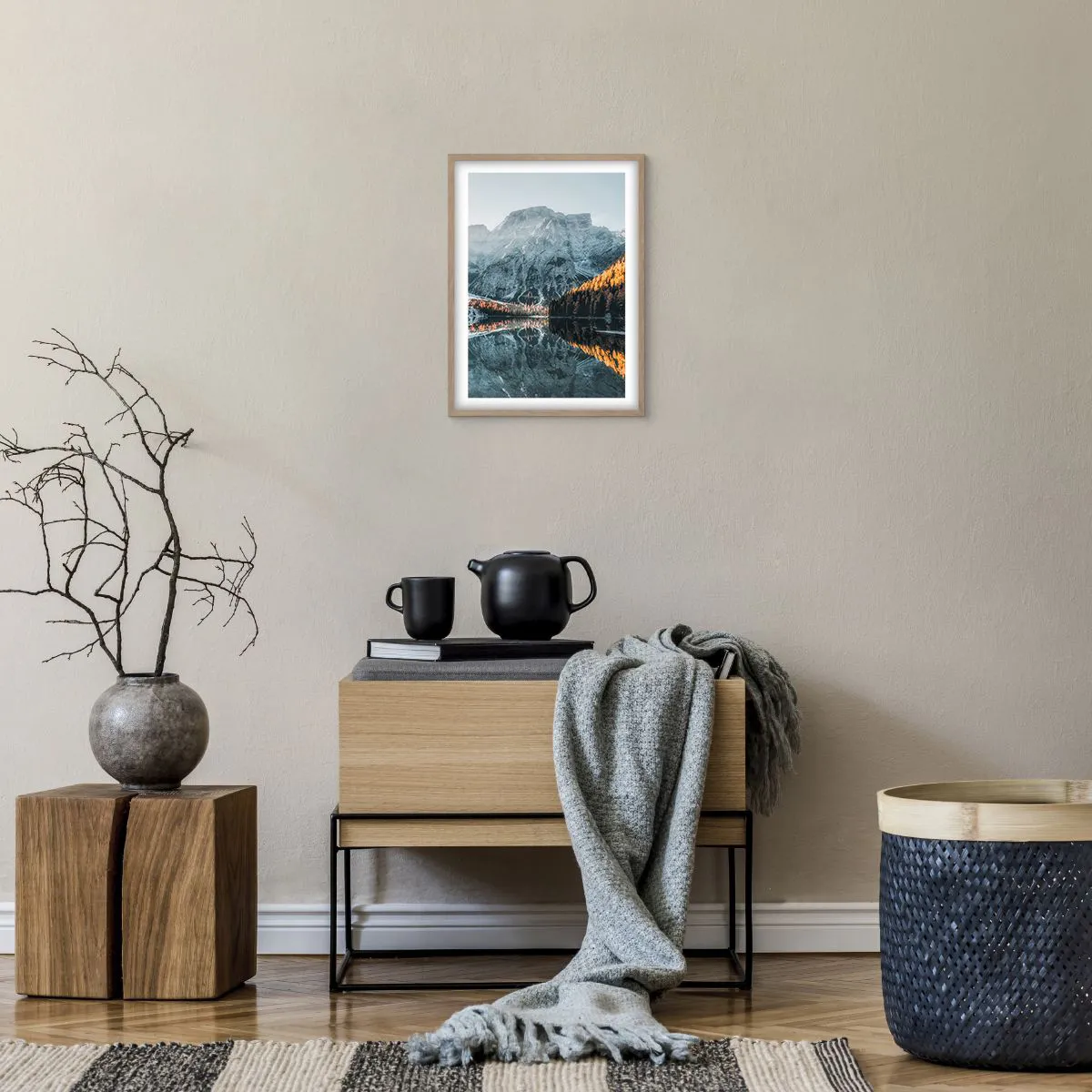 Poster in light oak frame - Mirror Landscape - 30x40 cm