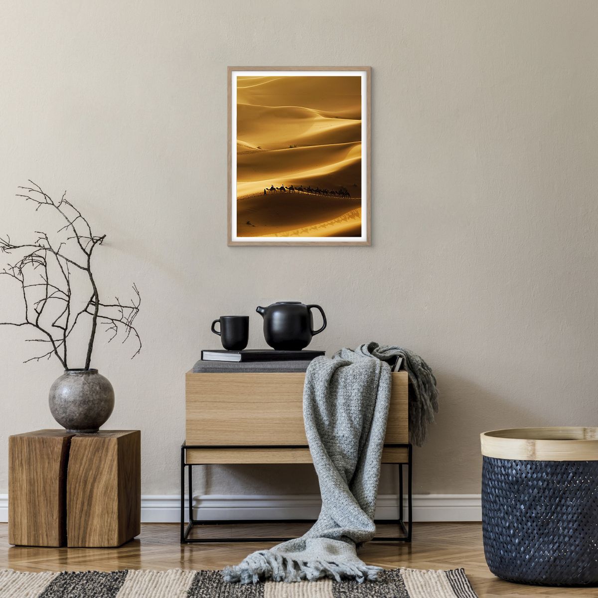 Poster in cornice rovere chiaro 40x50 cm - La carovana sulle onde del  deserto - Arttor - Decorazioni da parete moderne e originali, per il  salotto e la camera da letto