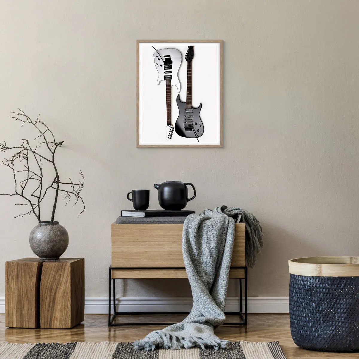 Plakat i ramme af lyst egetræ - Harmoni af former - 40x50 cm