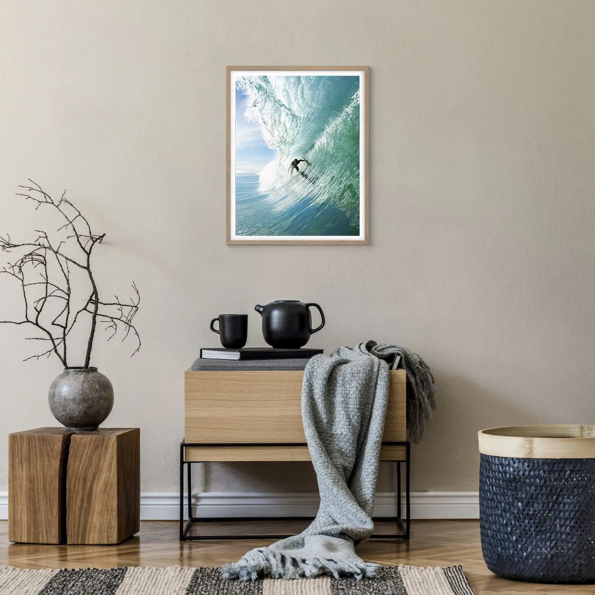 Poszter világos tölgy keretben - Mindig a hullámon - 40x50 cm