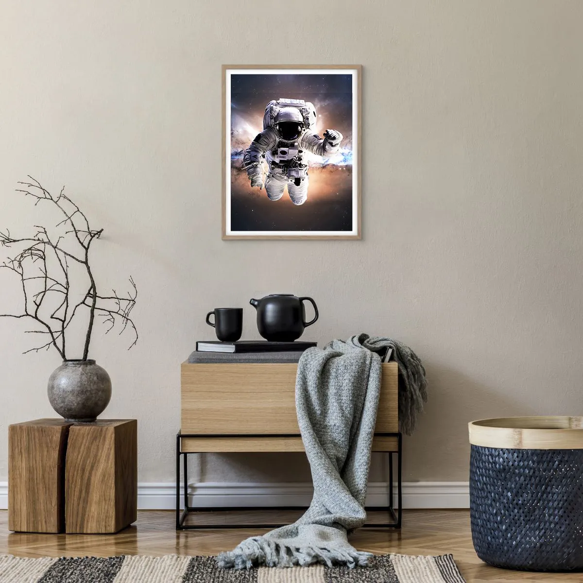 Poster in cornice rovere chiaro - Saluti dal cosmo - 40x50 cm