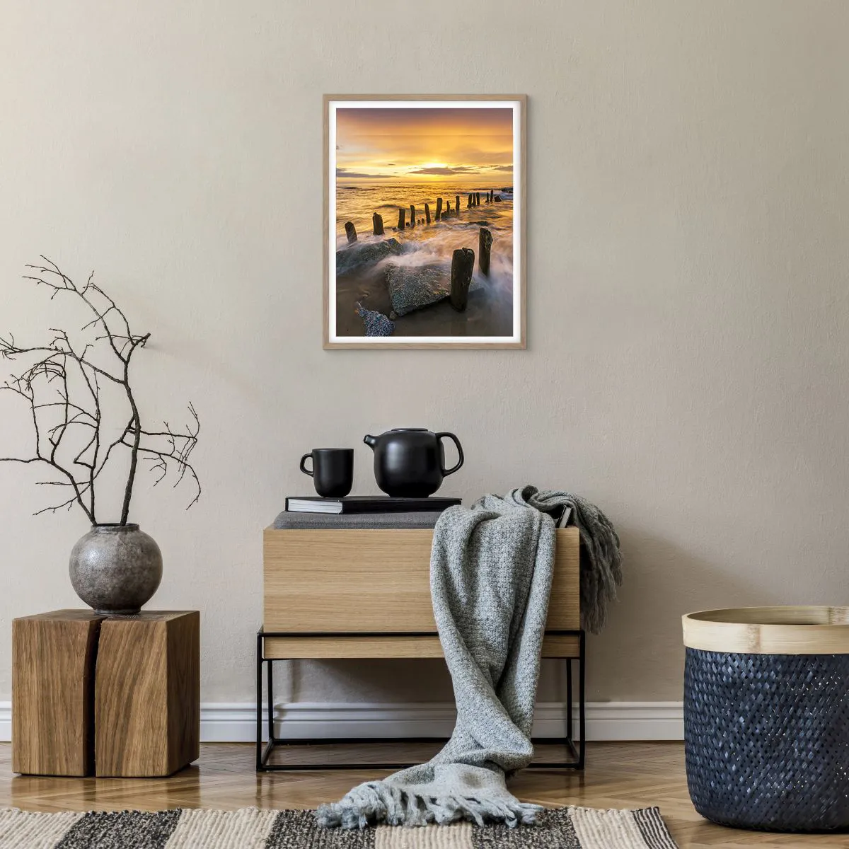 Poszter világos tölgy keretben - A Balti-tenger nyers szépsége - 40x50 cm