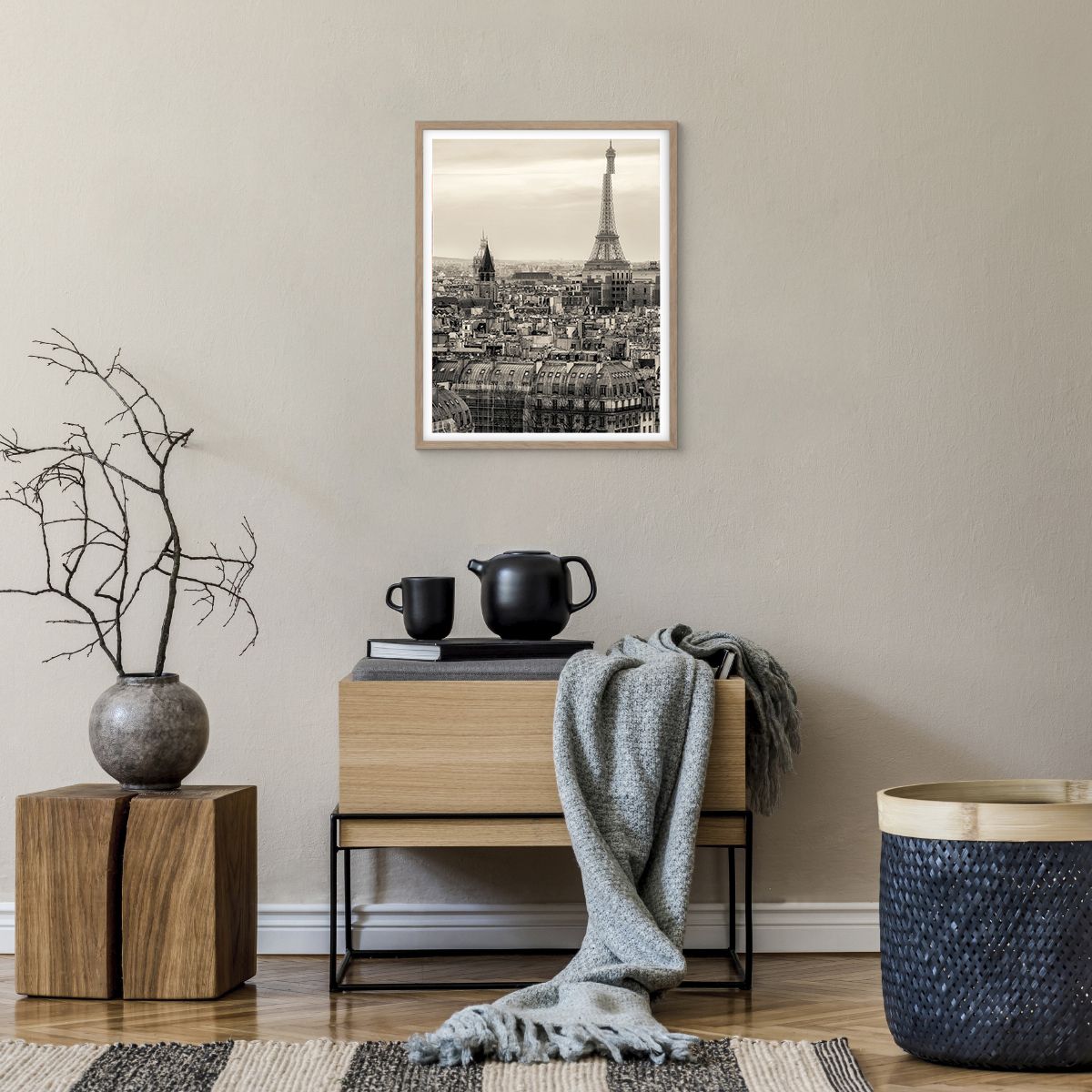 Világos tölgy keret Város, Világos tölgy keret Párizs, Világos tölgy keret Építészet, Világos tölgy keret Eiffel-Torony, Világos tölgy keret Szépia