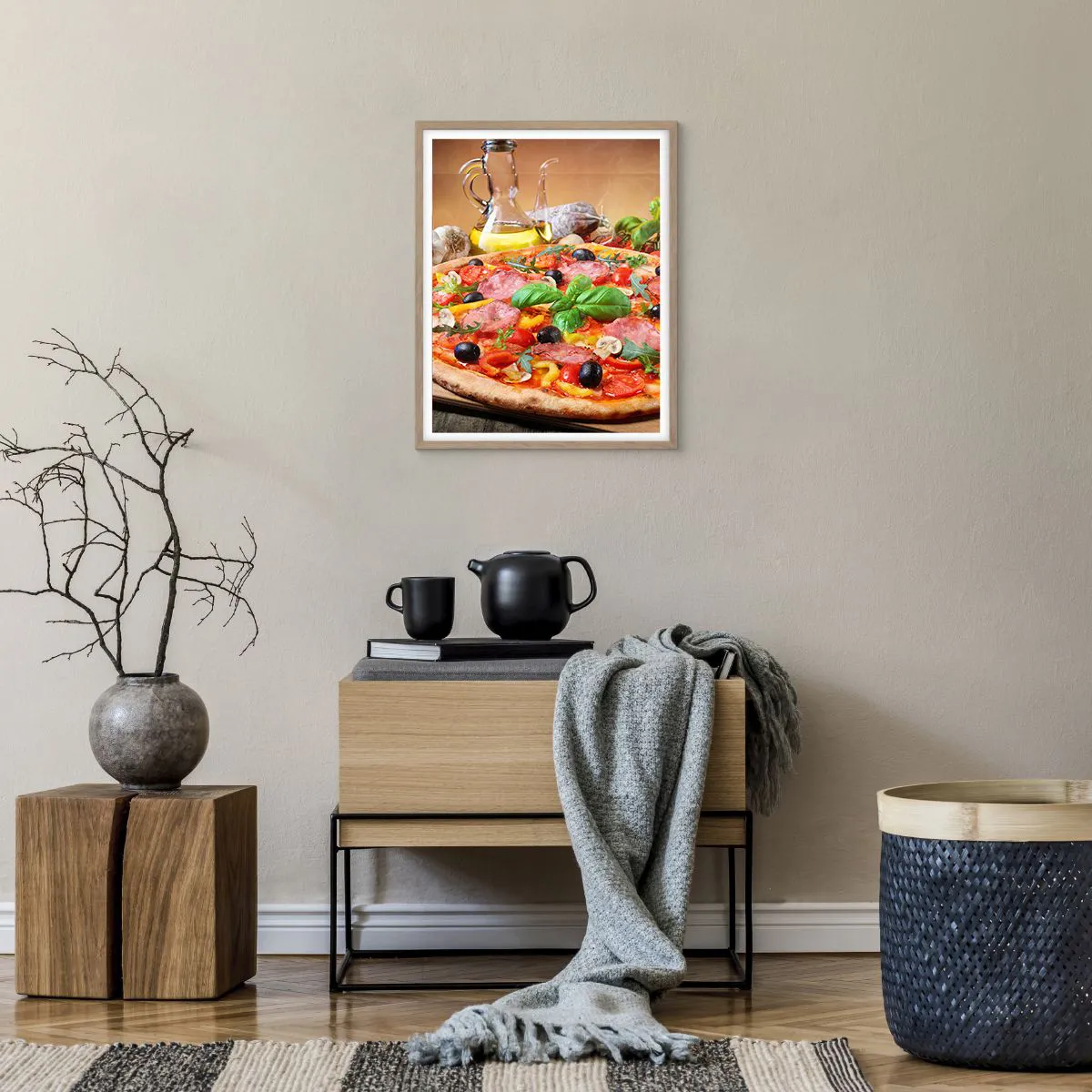 Affiche dans un chêne clair - Poster - Avec une vraie saveur italienne - 40x50 cm