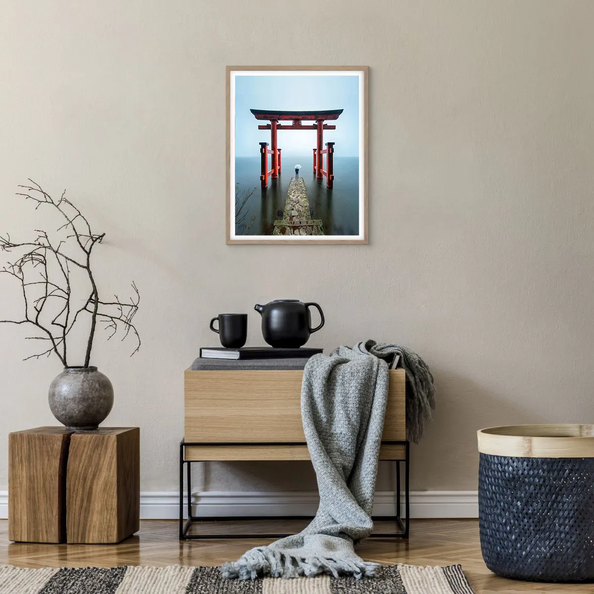 Een poster in een licht eiken lijst - Japanse mijmering - 40x50 cm