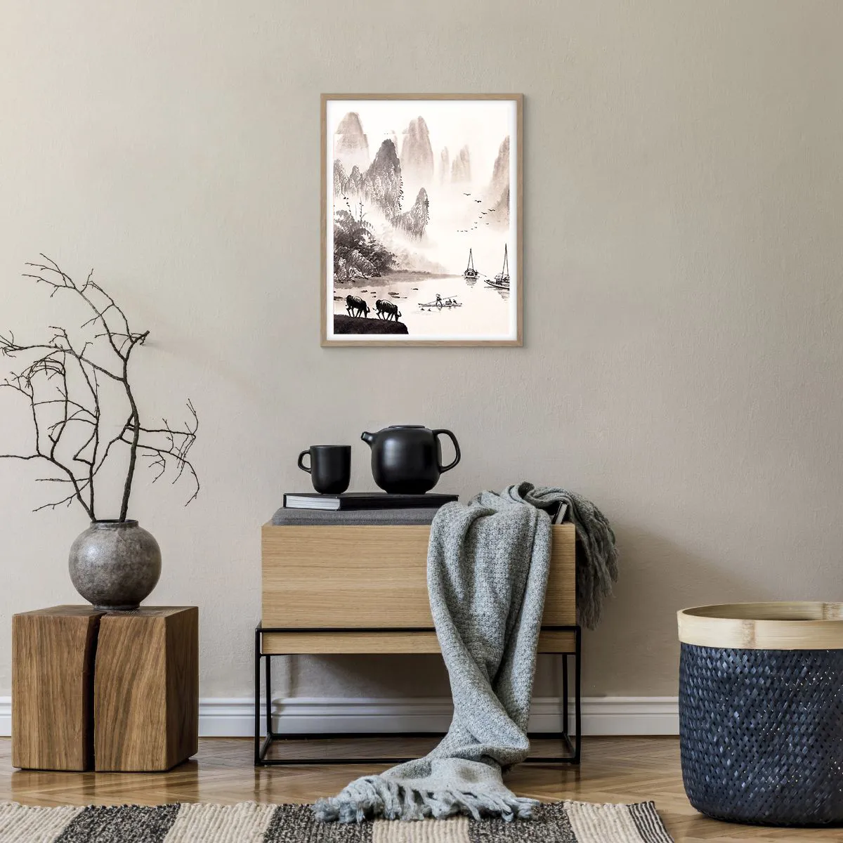 Affiche dans un chêne clair - Poster - Le quotidien exotique de l'Orient - 40x50 cm