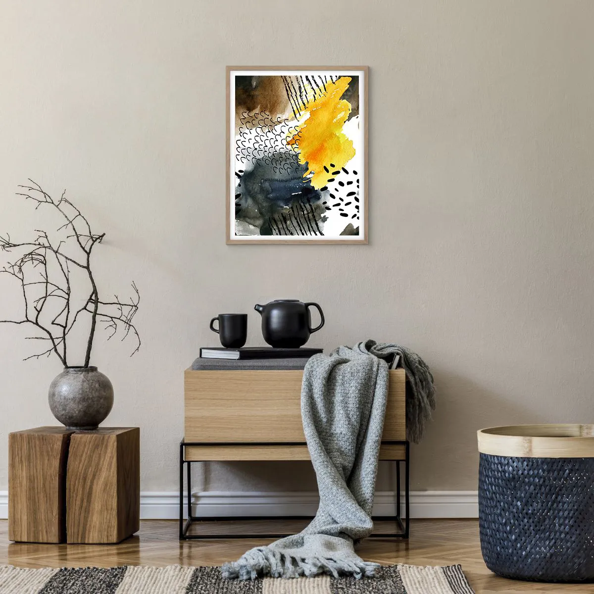 Póster en marco roble claro - Reunión de los elementos - 40x50 cm