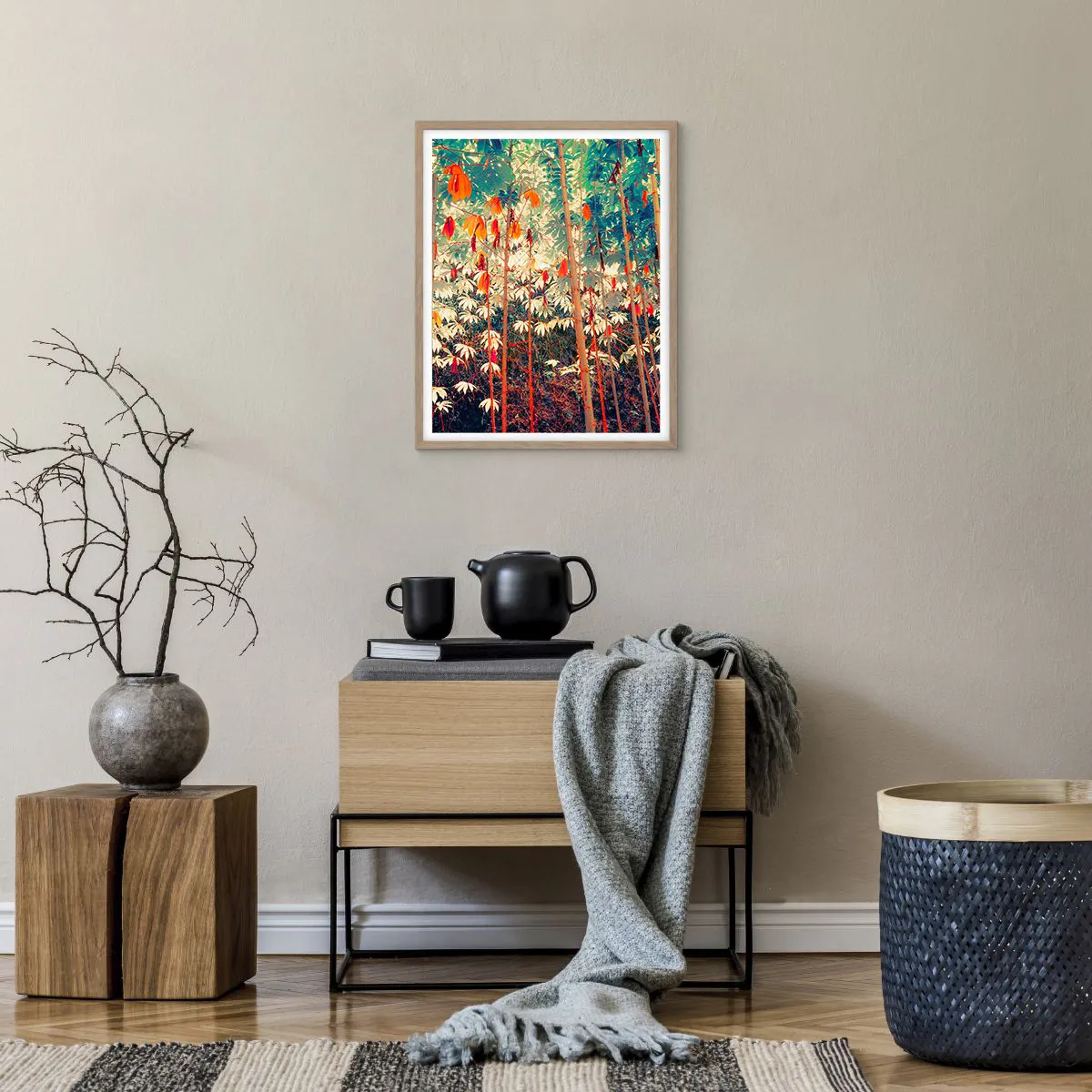 Pôster com moldura de carvalho claro - A vida secreta das folhas - 40x50 cm