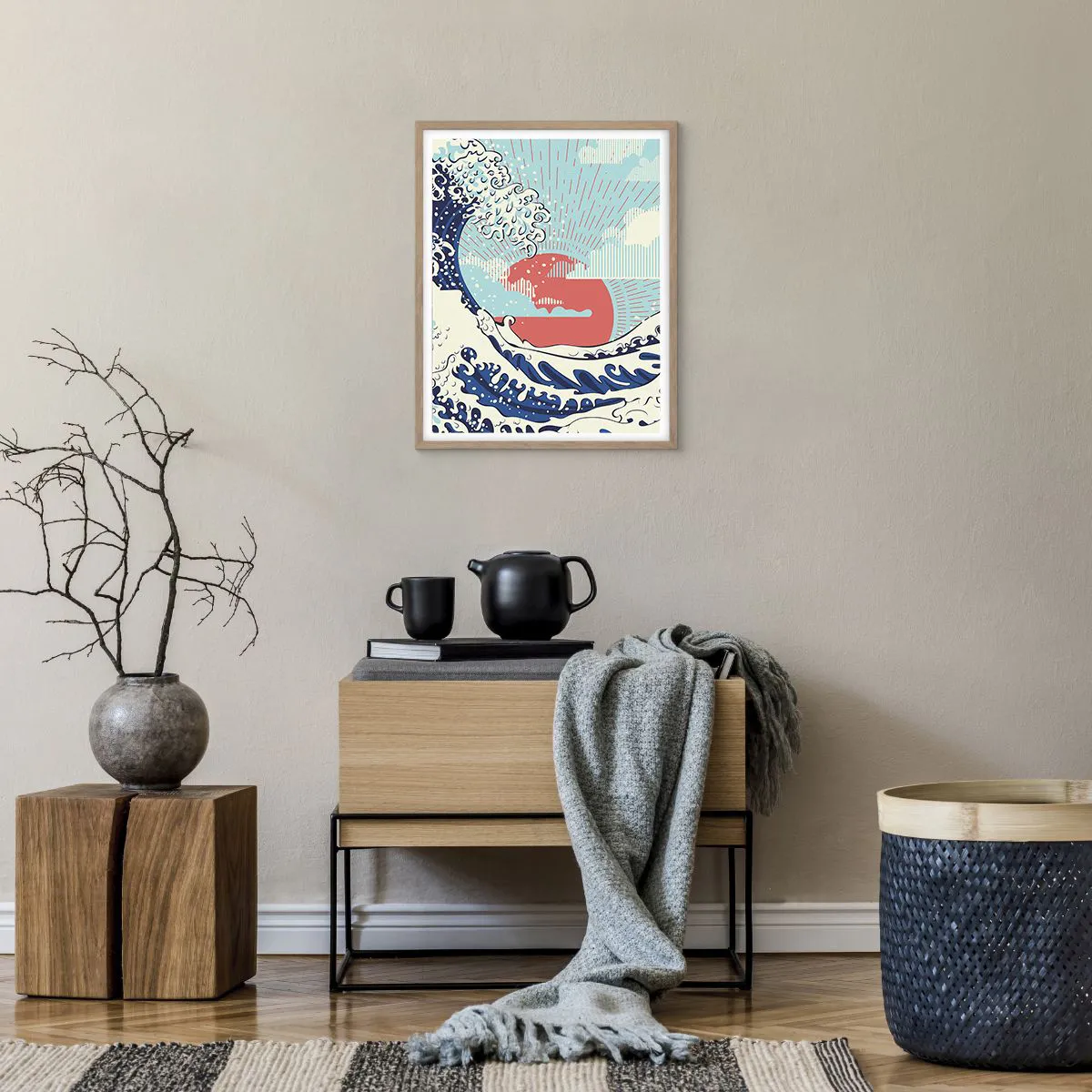 Poszter világos tölgy keretben - Japán inspirációból - 40x50 cm