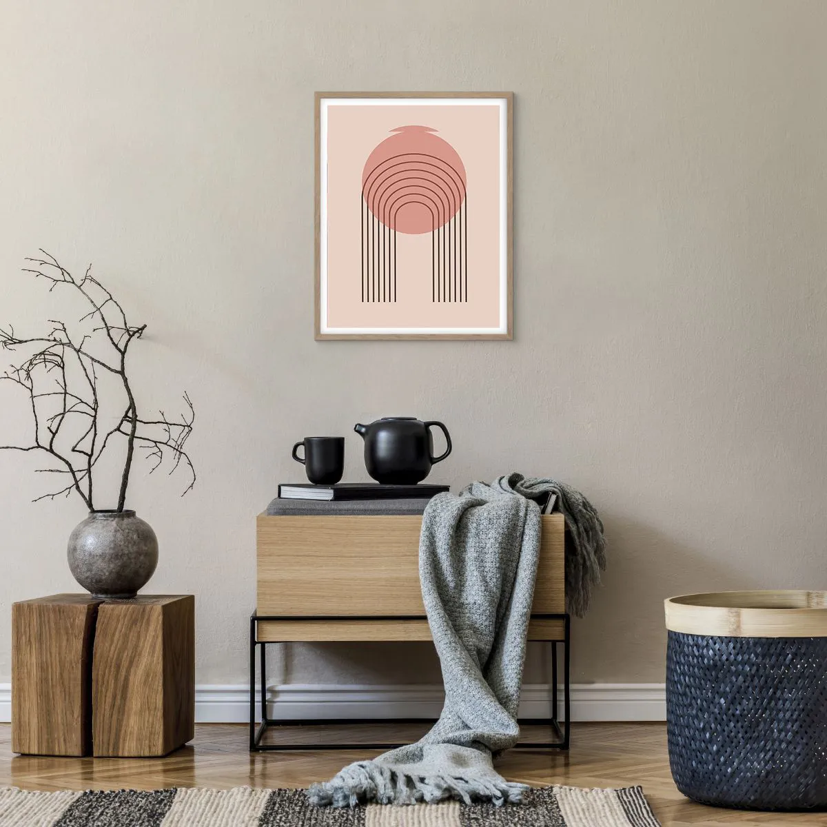 Plakat i ramme af lyst egetræ - Uimodståelig tiltrækningskraft - 40x50 cm