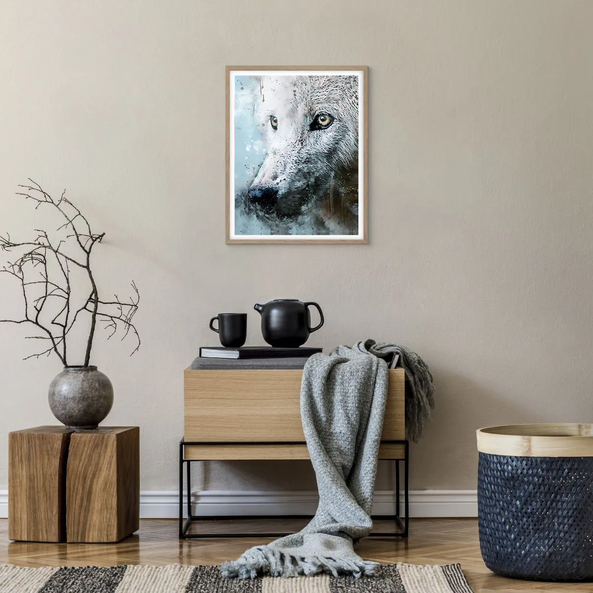 Póster en marco roble claro - Conoce el alma del lobo - 40x50 cm