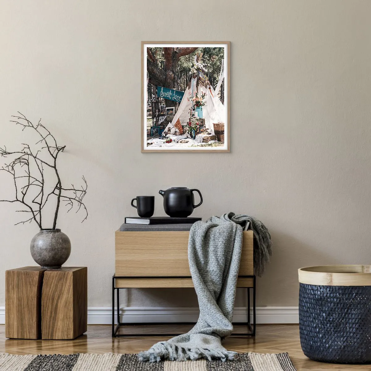 Poster in einem Rahmen aus heller Eiche - Liebe machen ... - 40x50 cm