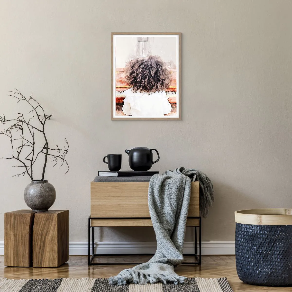 Poster in einem Rahmen aus heller Eiche - In der neuen Welt - 40x50 cm