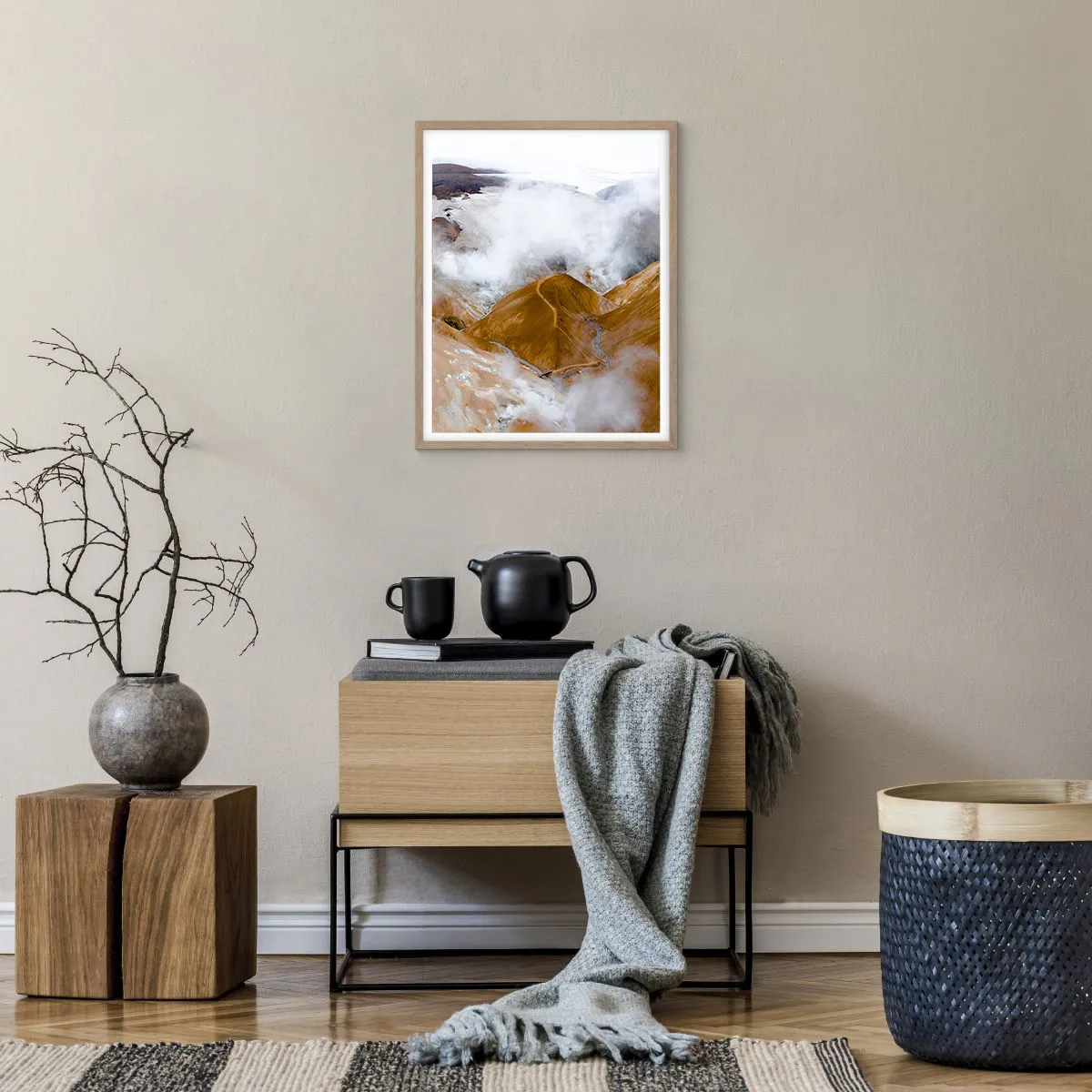 Plagát v ráme zo svetlého duba - Drsná krása Islandu - 40x50 cm