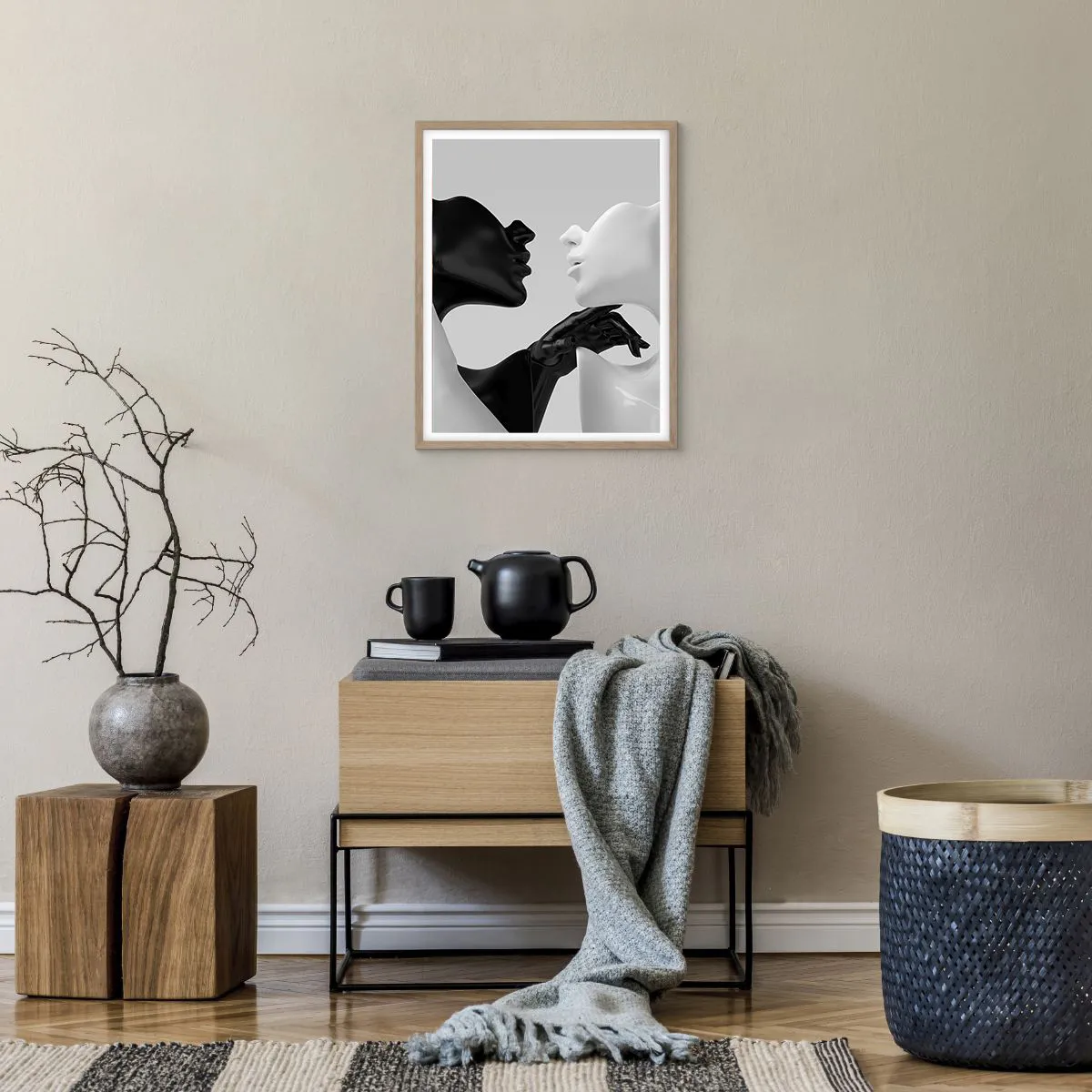 Pôster com moldura de carvalho claro - Atração – desejo - 40x50 cm