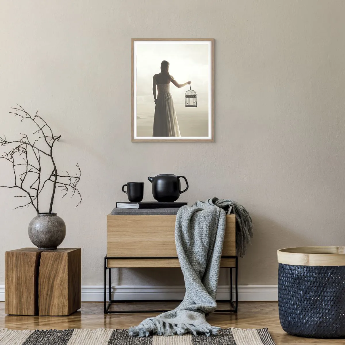 Plakat w ramie jasny dąb - Bądź wolna - 40x50 cm