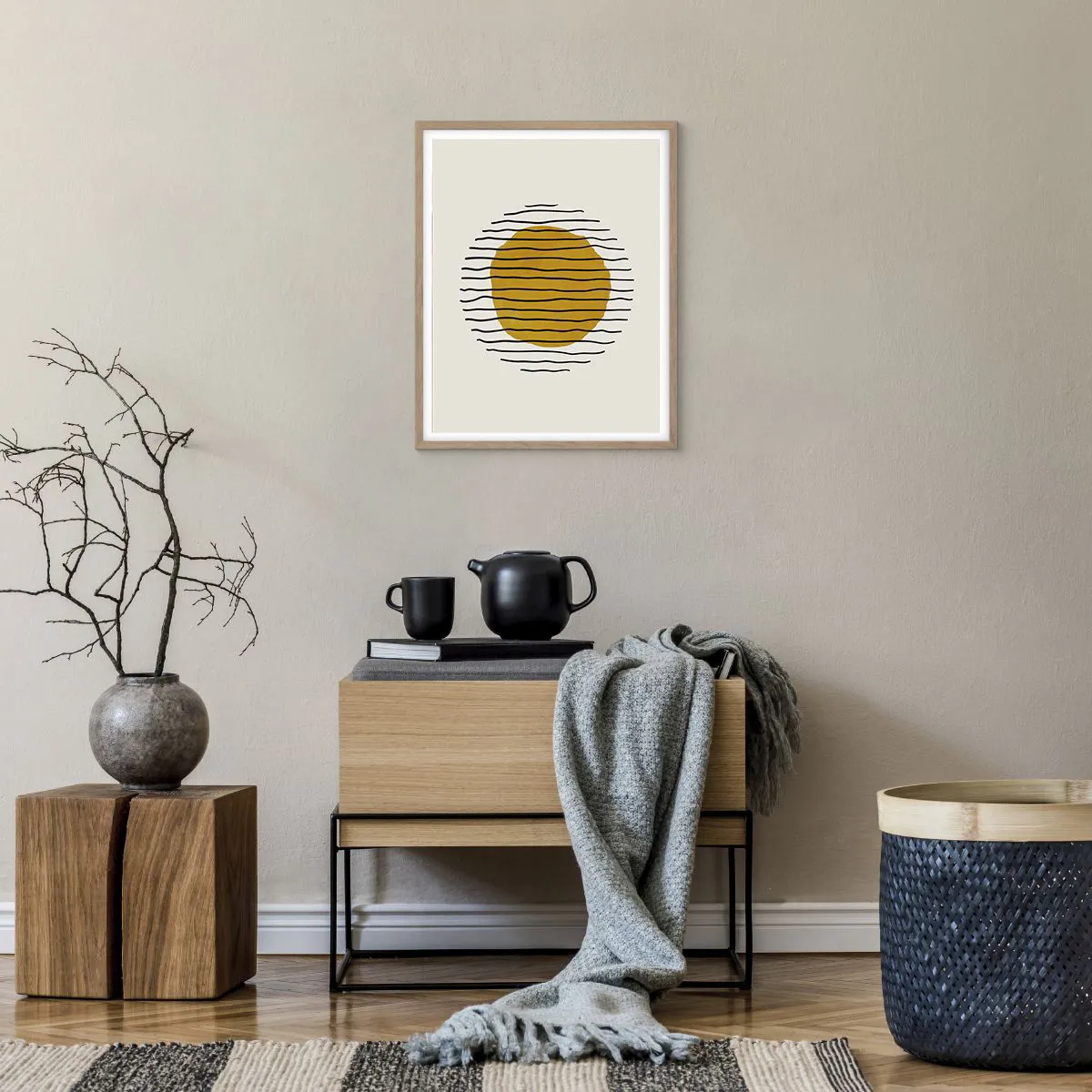 Pôster com moldura de carvalho claro - Abstração a tremer com o calor - 40x50 cm