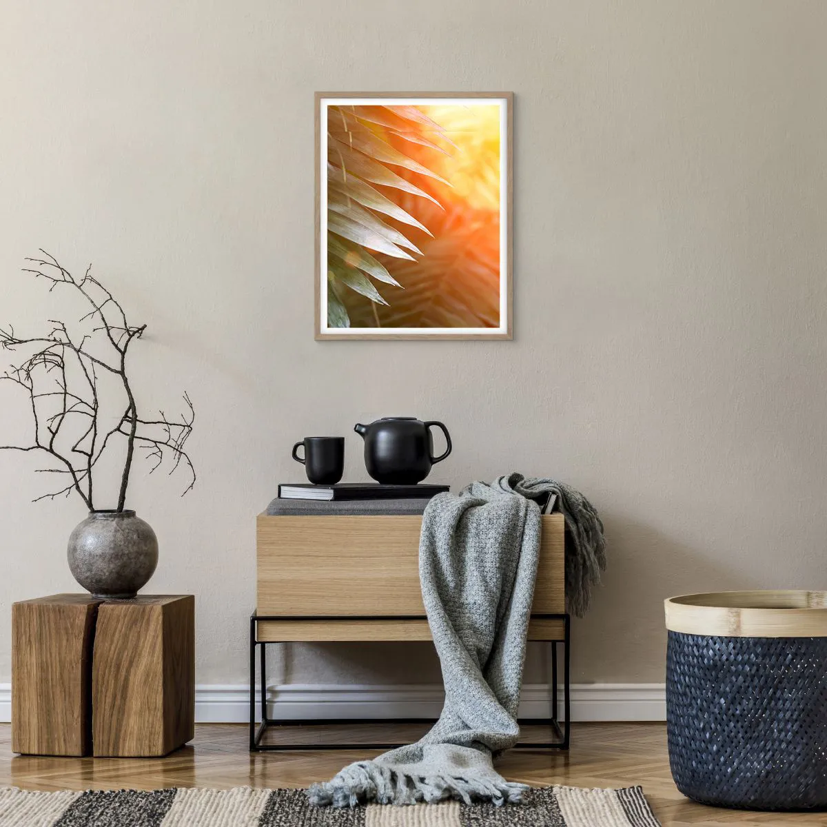 Poszter világos tölgy keretben - Reggel a dzsungelben - 40x50 cm