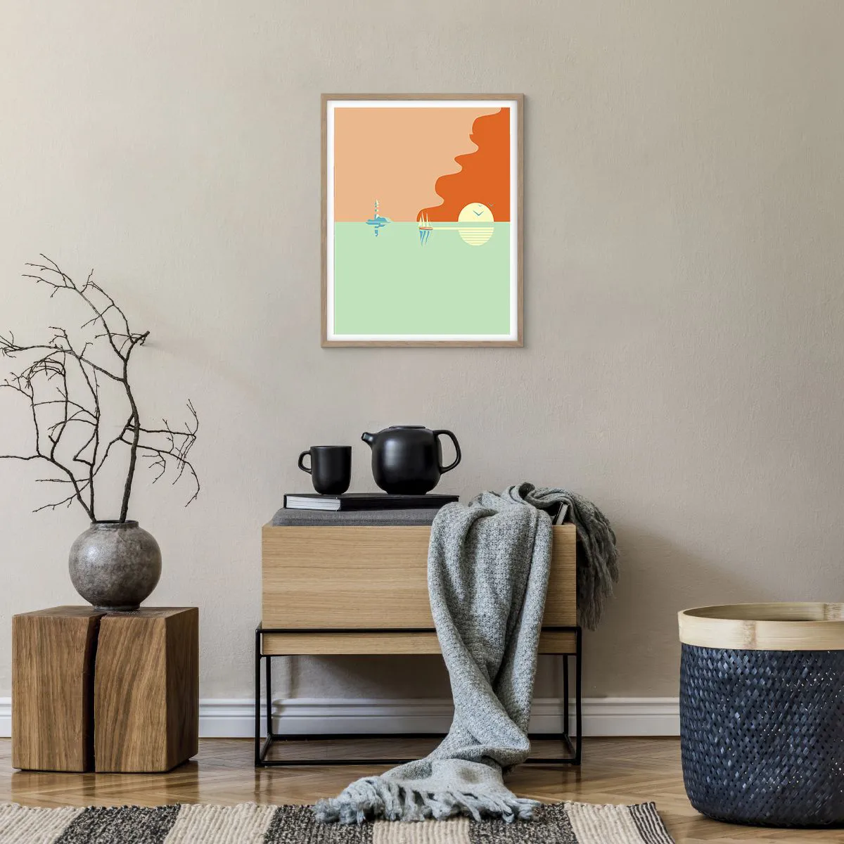 Pôster com moldura de carvalho claro - Uma paisagem marítima perfeita - 40x50 cm