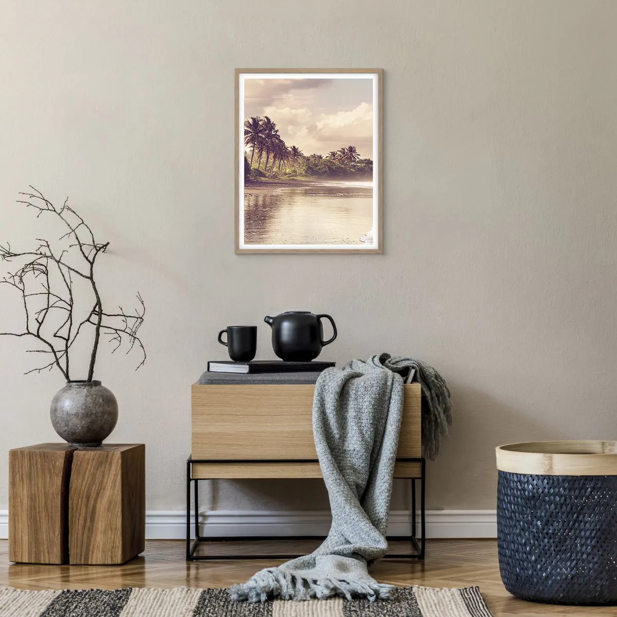 Poster in light oak frame - Caress of the Waves - 40x50 cm