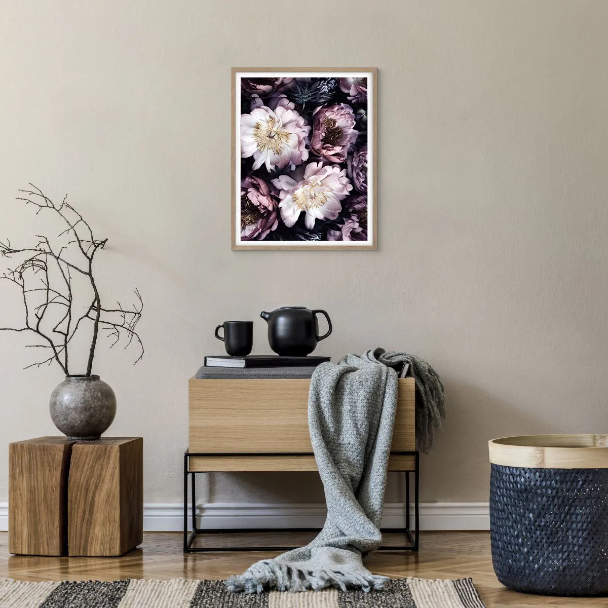 Poster in cornice rovere chiaro - Bouquet nel vecchio stile - 40x50 cm