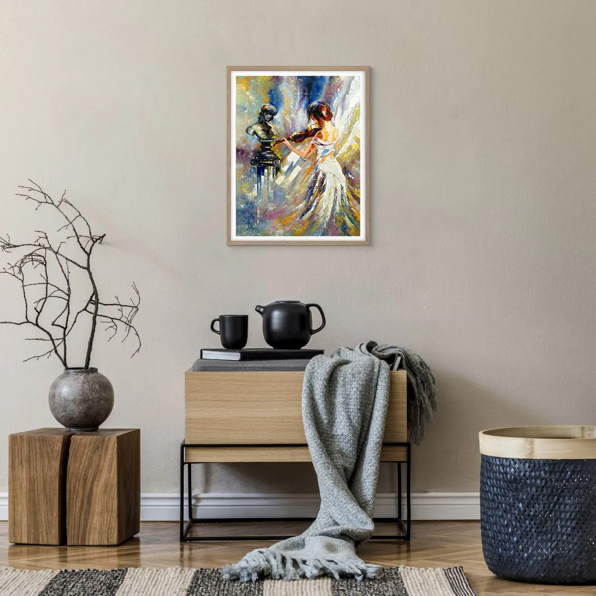 Poster in einem Rahmen aus heller Eiche - Mit Gefühl beleben - 40x50 cm