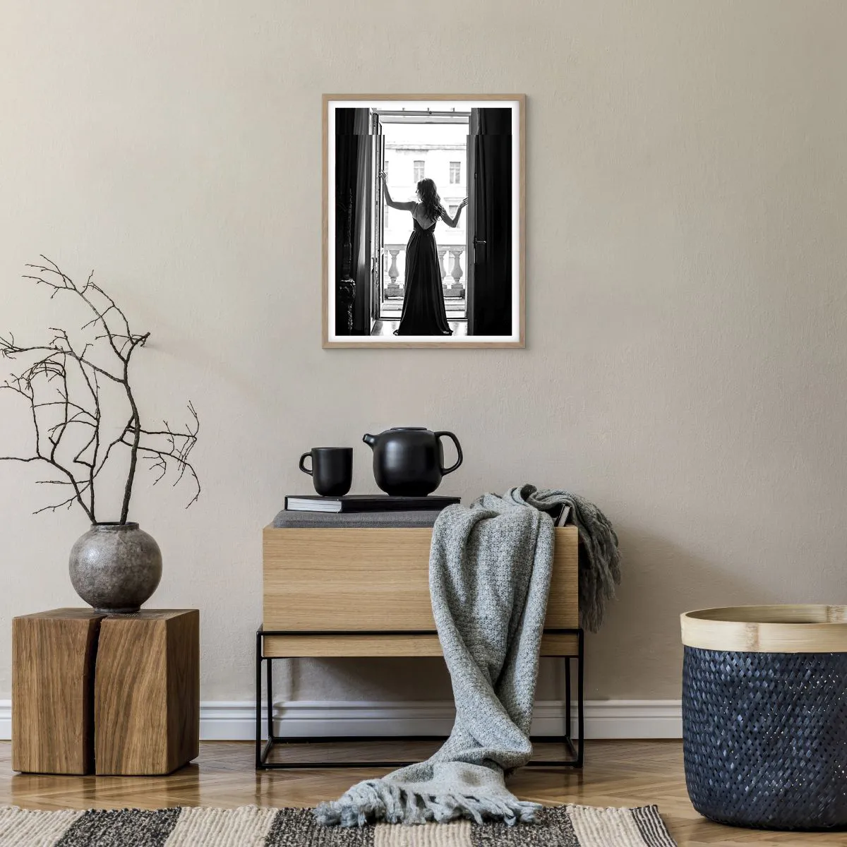 Poster în ramă de stejar deschis - Splendoare alb-negru - 40x50 cm