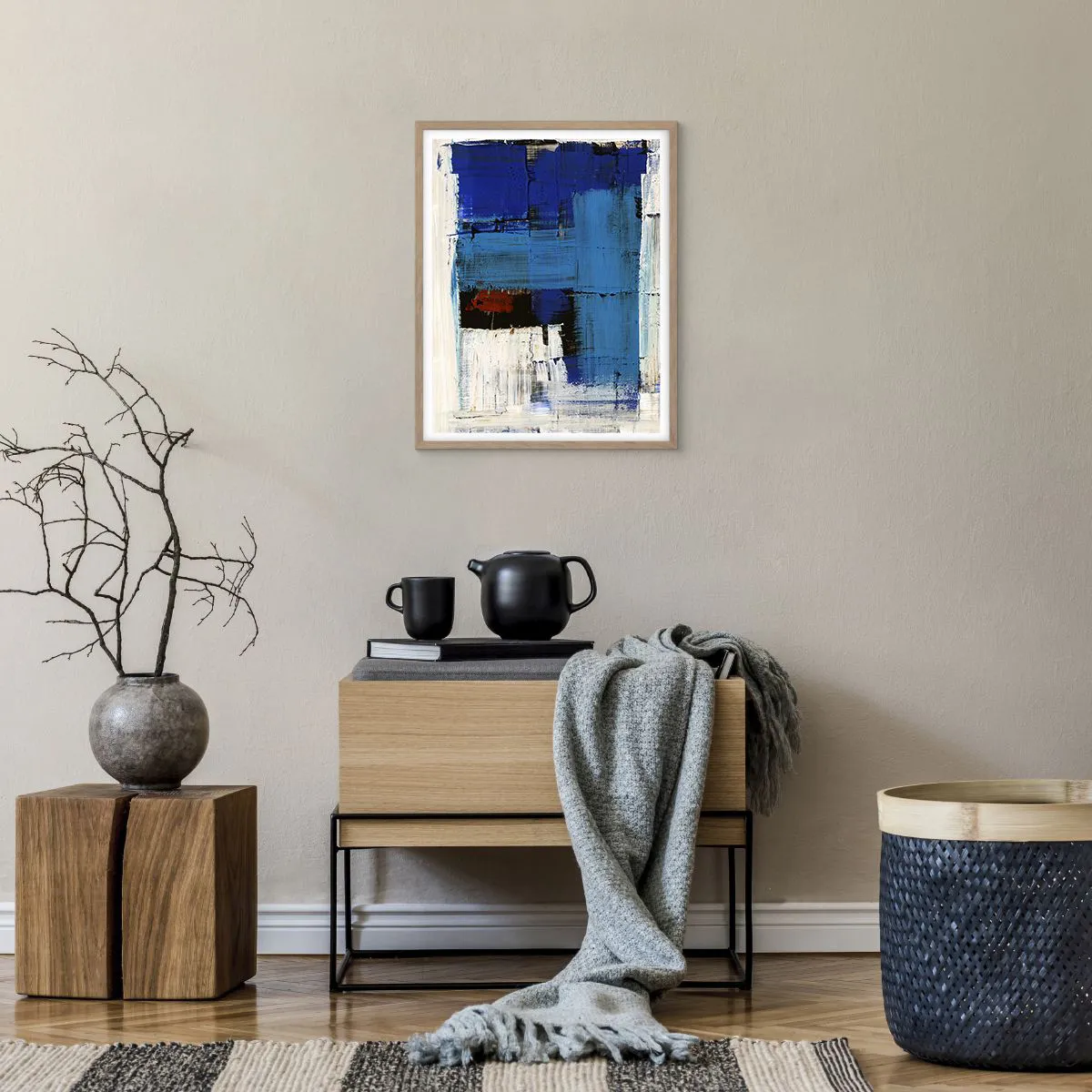 Poster in cornice rovere chiaro - I segreti del blu - 40x50 cm