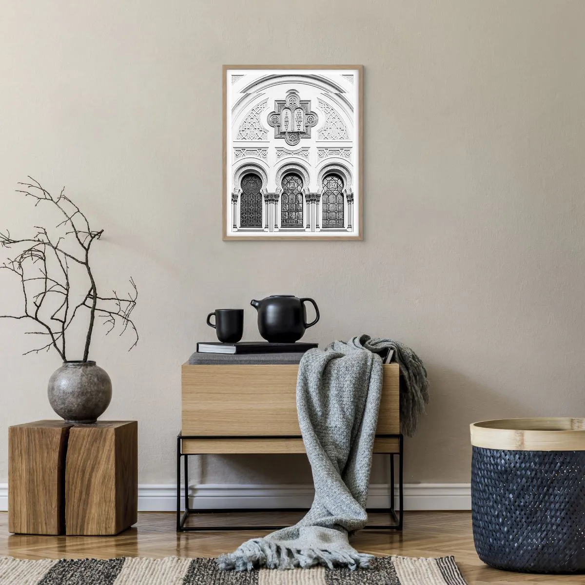 Pôster com moldura de carvalho claro - Na fronteira das culturas - 40x50 cm