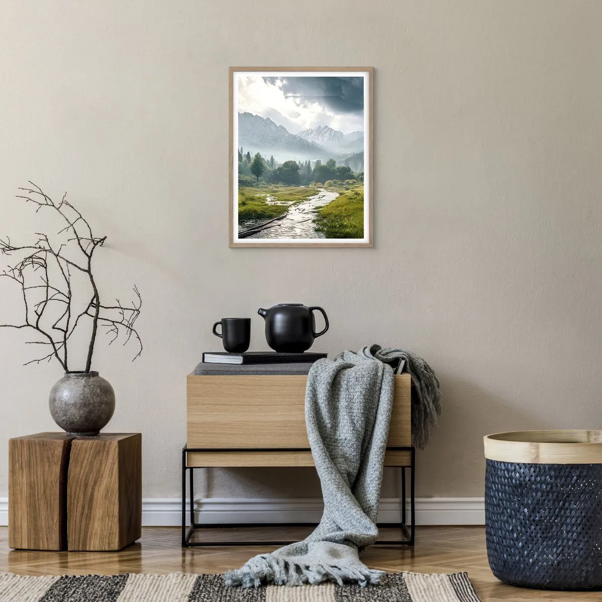 Plakat i ramme af lyst egetræ - Der og tilbage - 40x50 cm