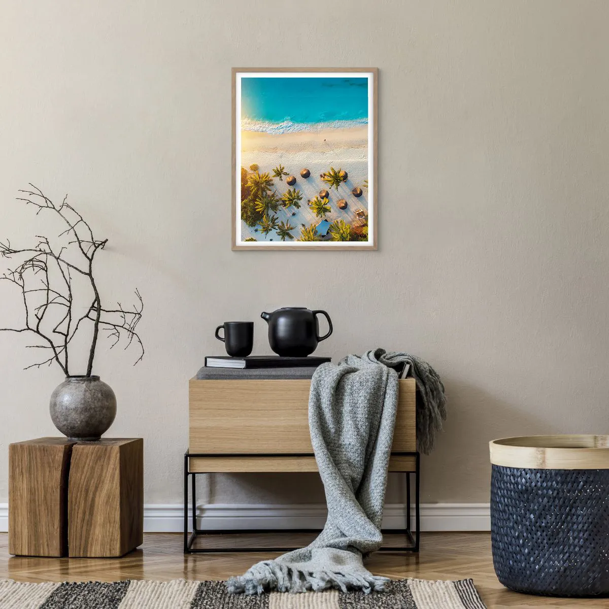 Poszter világos tölgy keretben - Üdvözöljük a paradicsomban - 40x50 cm