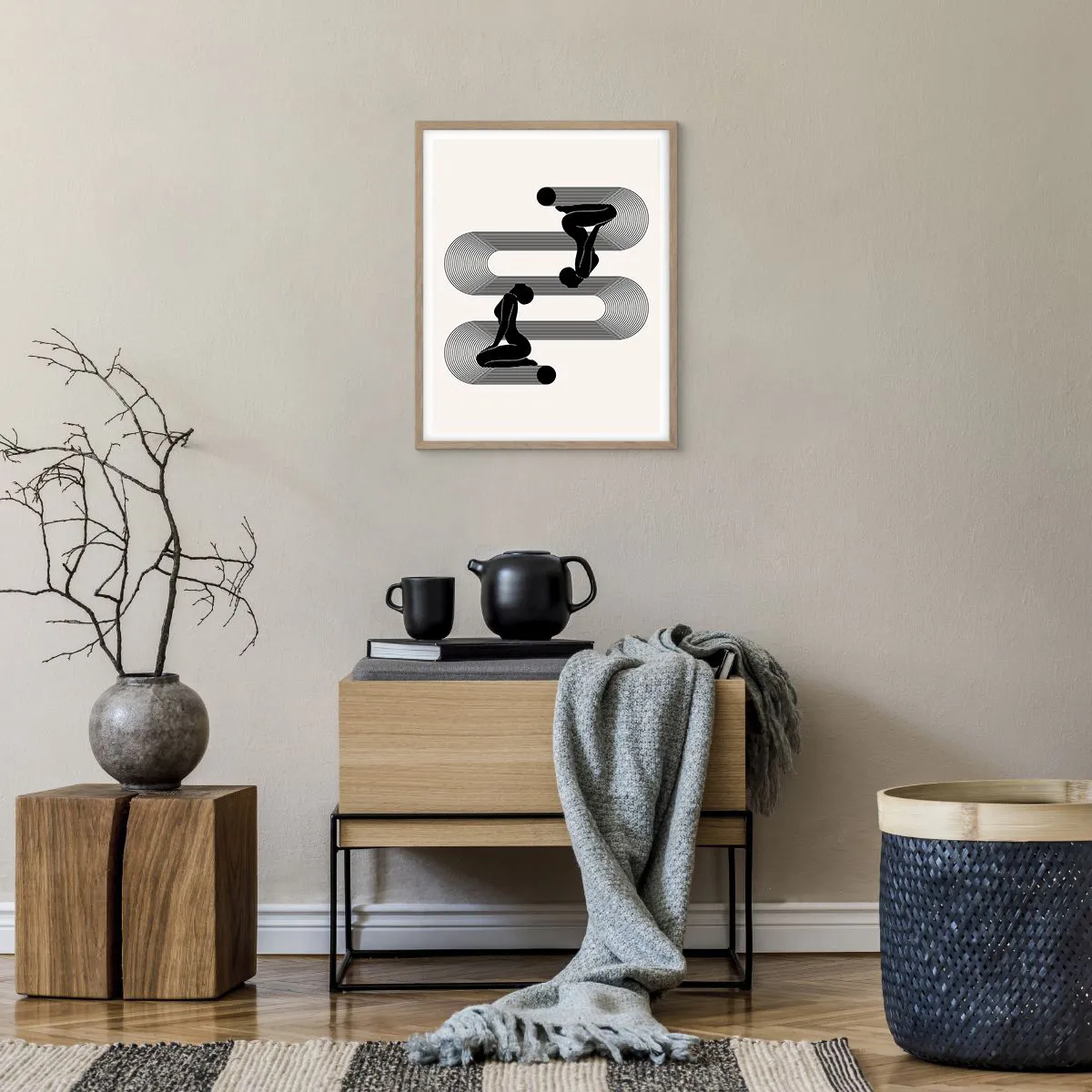 Póster en marco roble claro - Simetría sensual - 40x50 cm