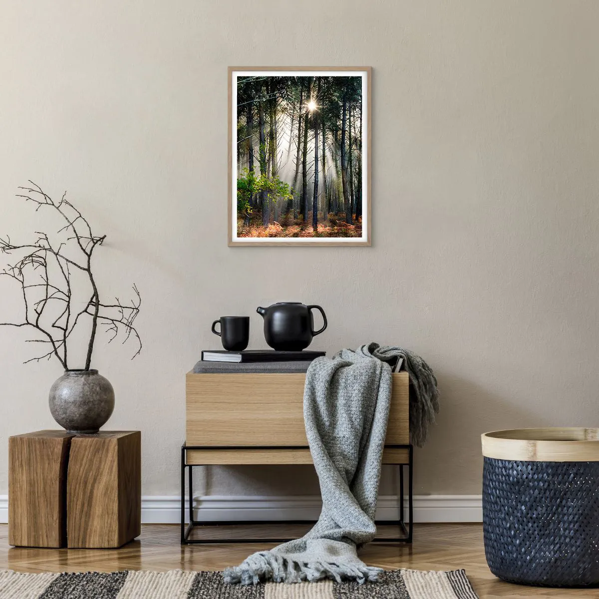 Poszter világos tölgy keretben - Az erdő szépsége - 40x50 cm