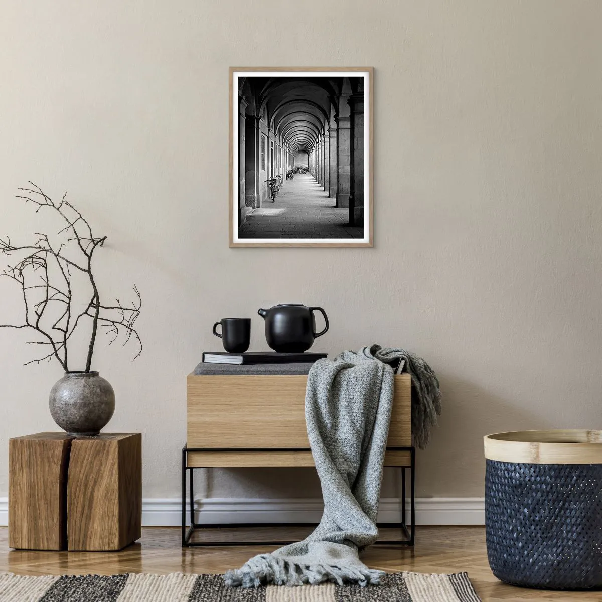 Pôster com moldura de carvalho claro - Sob as arcadas - 40x50 cm